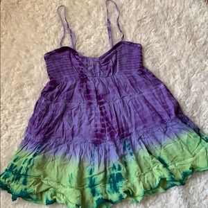 Green & Purple Tie-Dye Free People Top